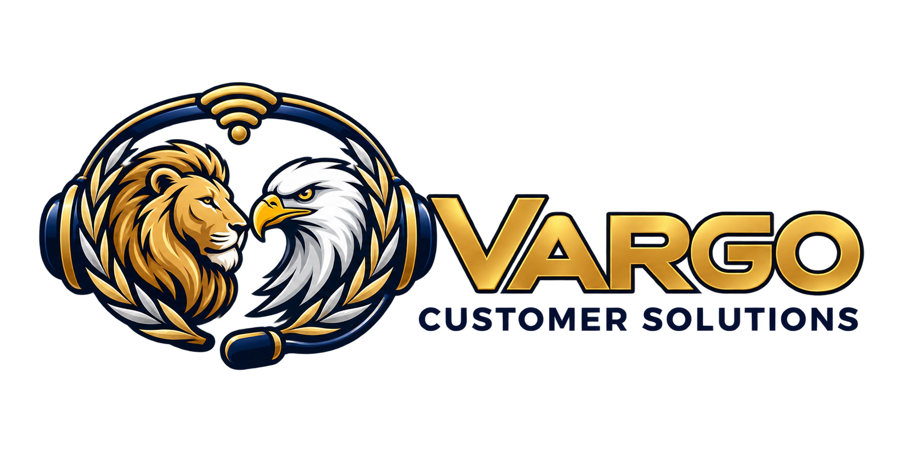Vargo Customer Solutions — lion and eagle with a call center headset